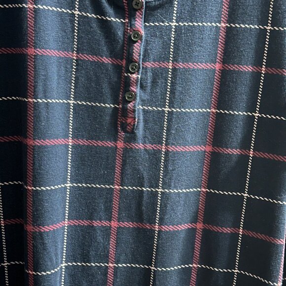 Soma size XL/one size navy plaid 1/4 button 3/4 sleeve v neck sleep shirt - Picture 2 of 7